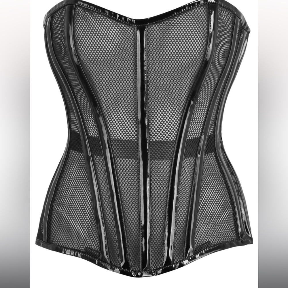 Daisy Top Drawer Black Fishnet  boned Corset  Size XL msrp $149